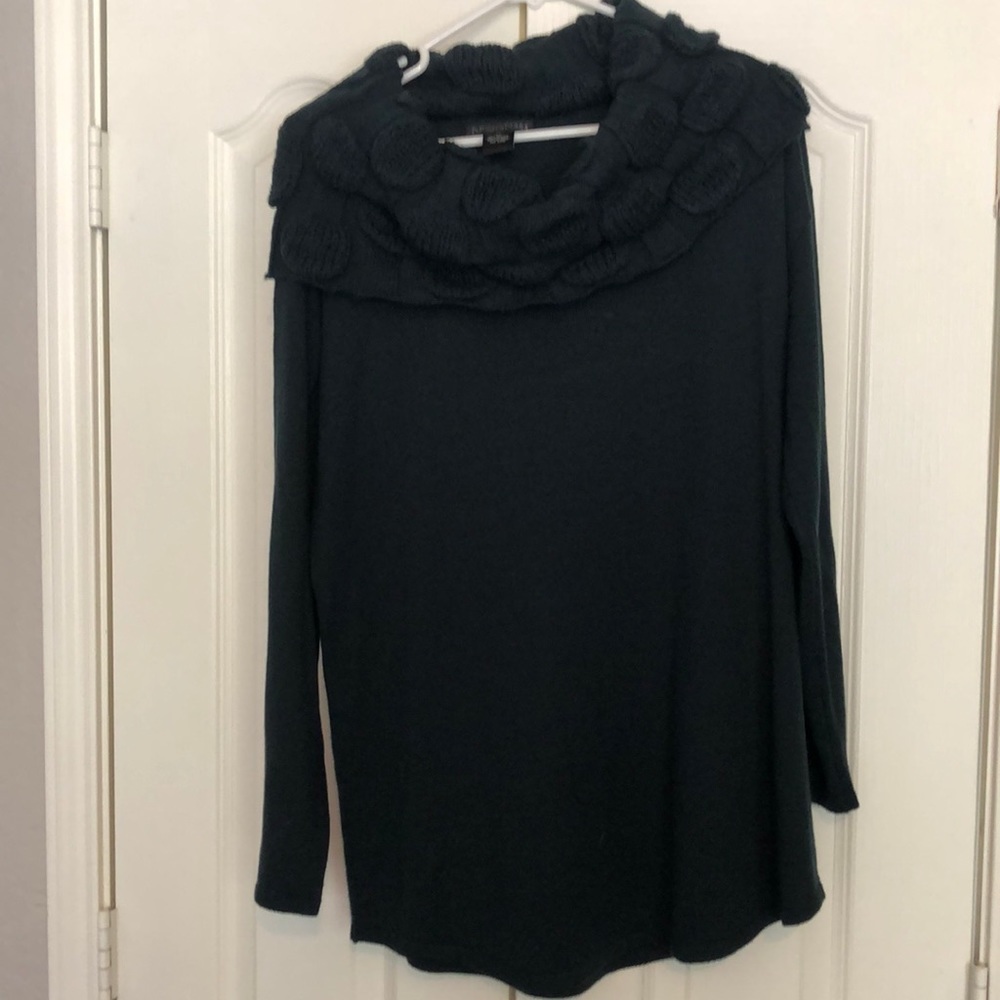 Dark green sweater with large cowl neck​